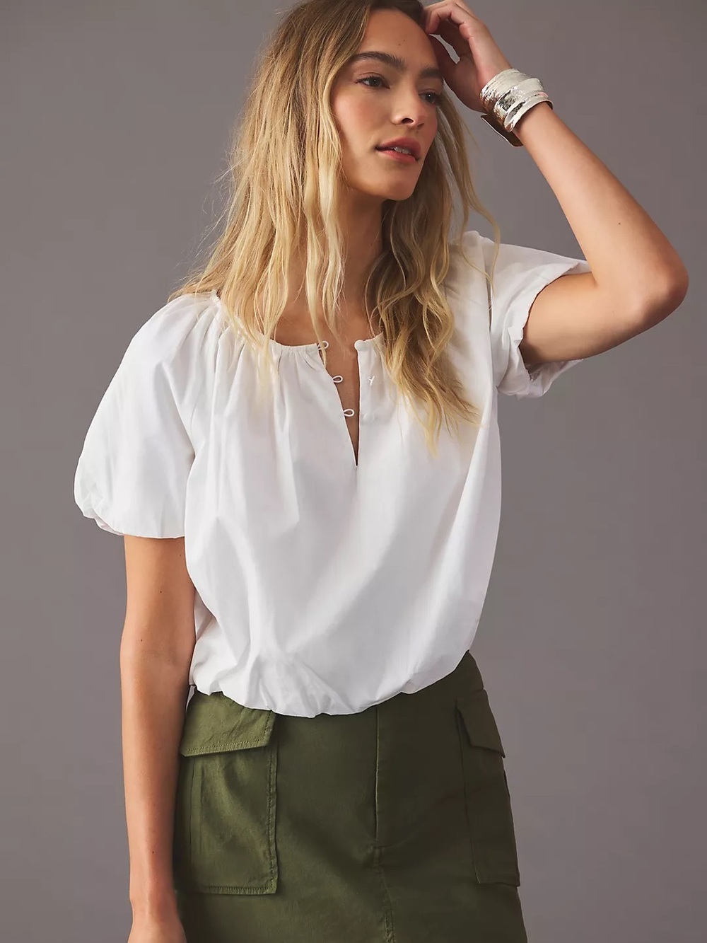 NWT Anthropologie Short-Sleeve Peasant Blouse XS Petite